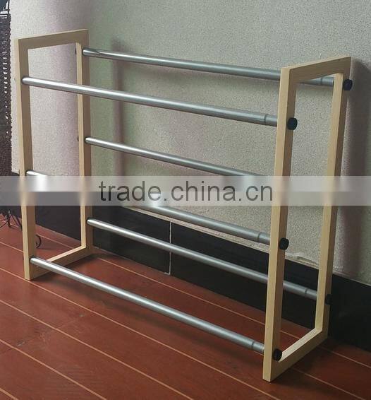 Cheap 3 Layers Wooden and Wire Steel Tube Shoes Rack Stand