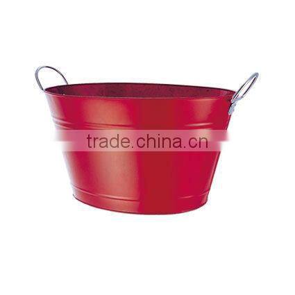 Orange Round Galvanized Steel & Power Coating Beverage/beer Ice Bucket With Handle Metal Wash Tub
