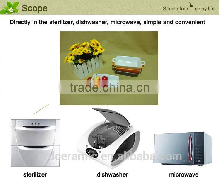 2014 hot sale square shape color ceramic bakeware