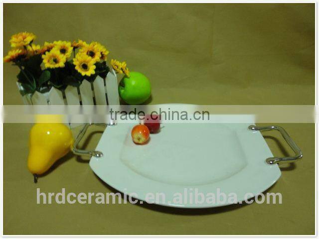 Circle Small stock Ceramic Dinner Plates With Handles