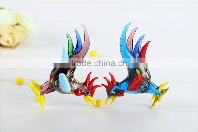 Colored Decorative design glass cock handicrafts home decor