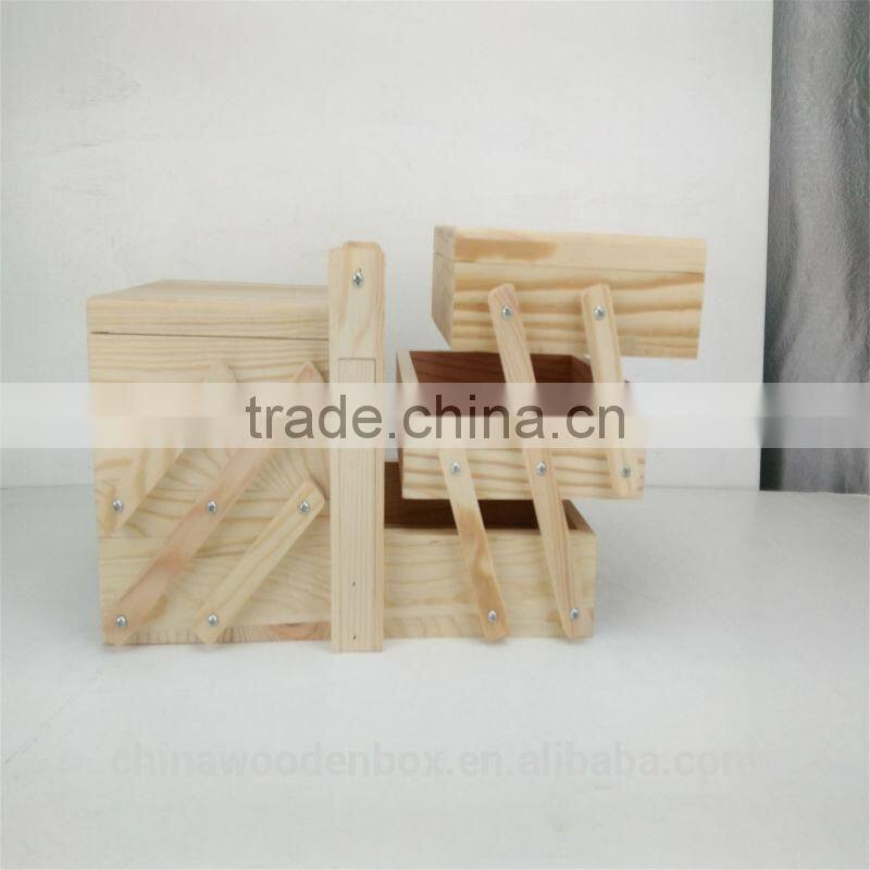 Mini customize folding wooden sewing box for sale