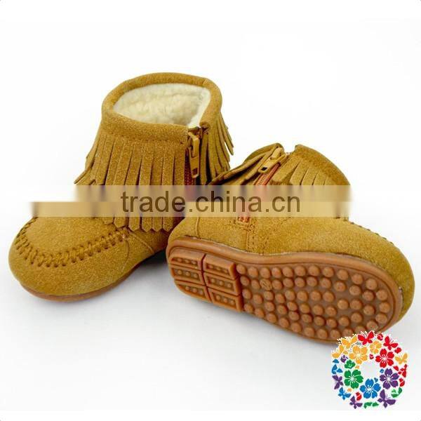 Children Boys And Girls Adding Cashmere Warm Snow Boots Tassel Shoes Kids