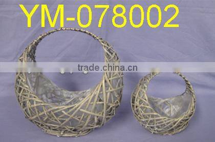 Moon Shape Willow Flower Basket With Handle