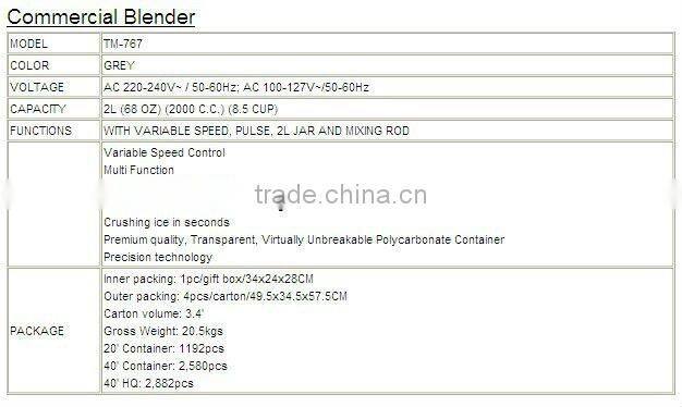 Wholesale TM-767 Heavy Duty 3HP Commercial Ice Blender With Tap For Sale