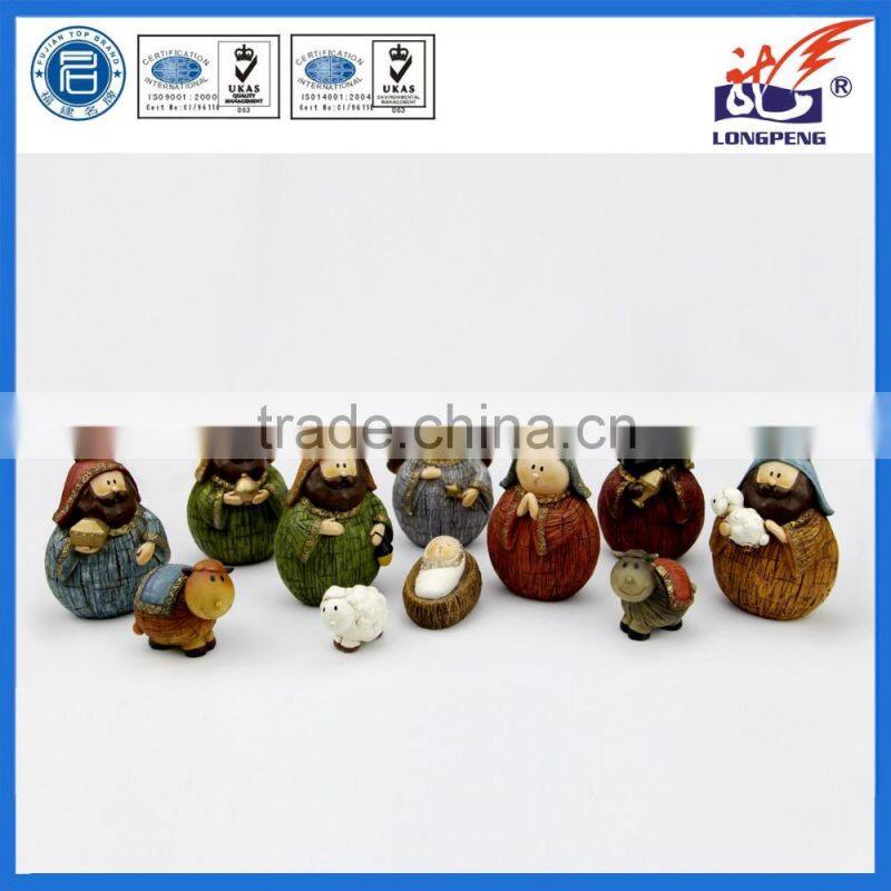 Factory OEM Design Cartoon Polyresin Religious New Born Jesus Nativity Set for Christmas Decoration
