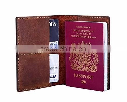 Cheap OEM Genuine Leather RFID Blocking Passport Holder