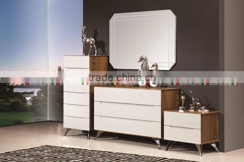 Wooden upholstered soft bed bedroom furniture adult sized bed with Dresser