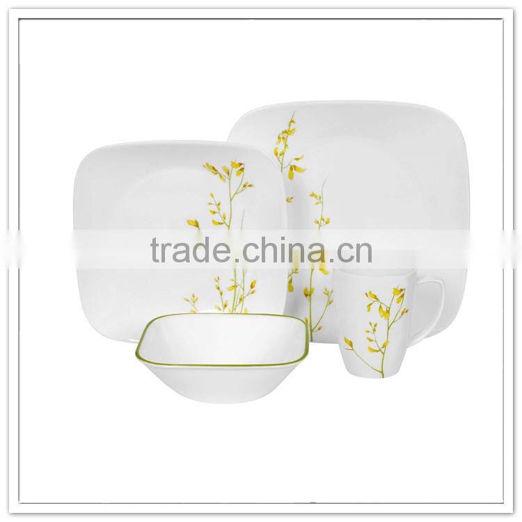 Plastic houseware manufacturer 4 pcs simple elegant family used melamine unbreakable dinnerware set