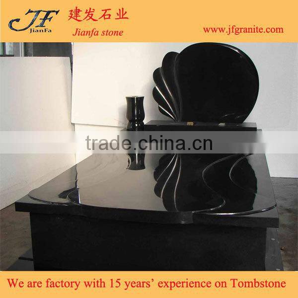 Western Style Large Absolute Black Granite Headstone For Sale