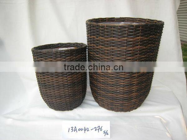 round dark brown woven basket