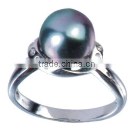 tahitian pearl ring peacock green 14k pearl ring