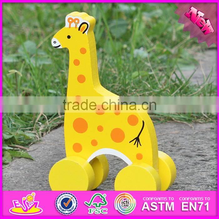 2017 New products animal car toy wooden giraffe baby toy W04A319