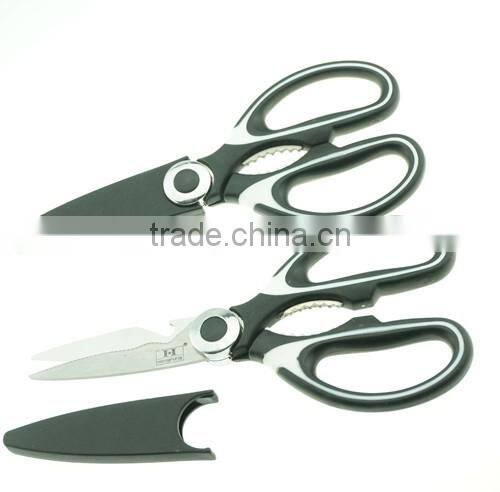 61010 safe cover multi-function kitchen scissors with soft touch double injection handle