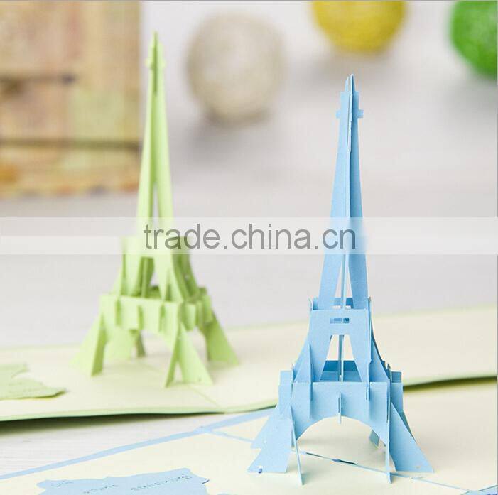 Creative 3D Greeting Card Custom Eiffel Tower Greeting Cards Printing Handmade Postcard