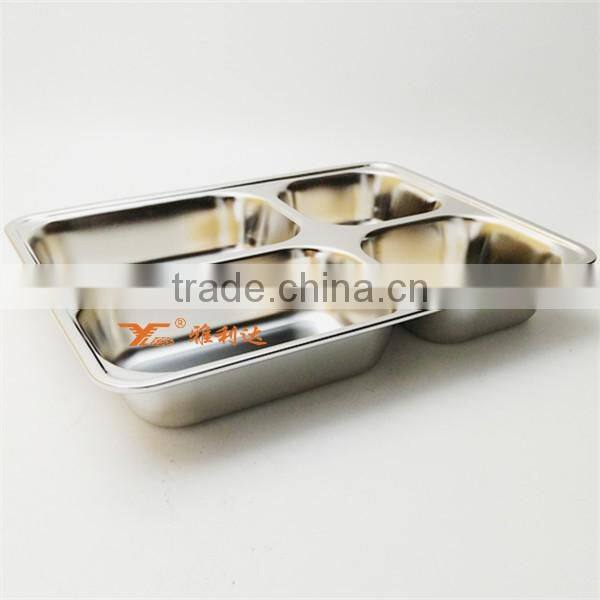 Eco-friendly free used colorful stainless steel 4 compartment plate for dinner