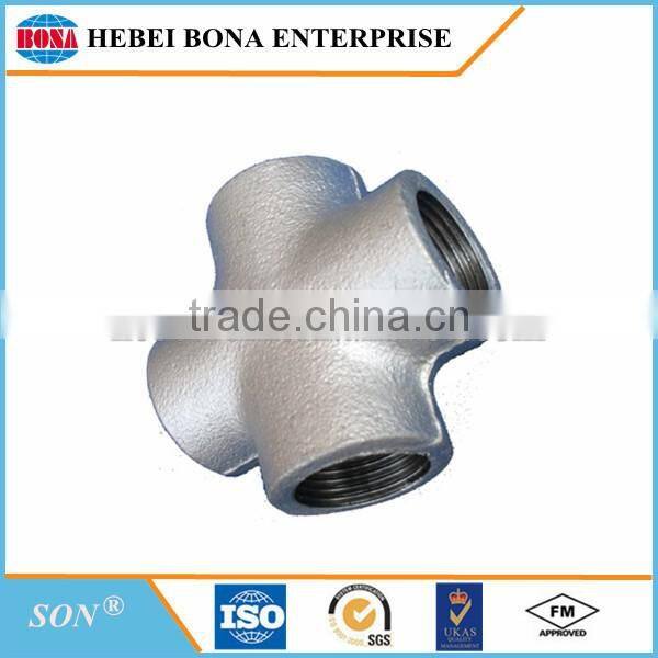 Baked galvanized Plain end malleable iron pipe fittings with BS threads