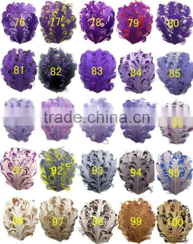 2014 fashion curly colorful feather pads for headbands