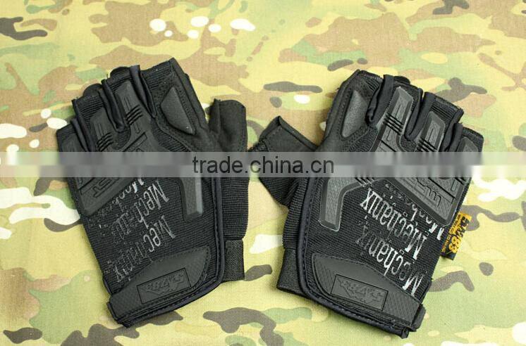custom black antislip abrasion proof warm military half finger tactical gloves