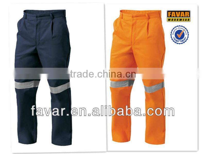 Navy blue 310 gsm cotton drill fire retardant pants high quality men's hi vis pants