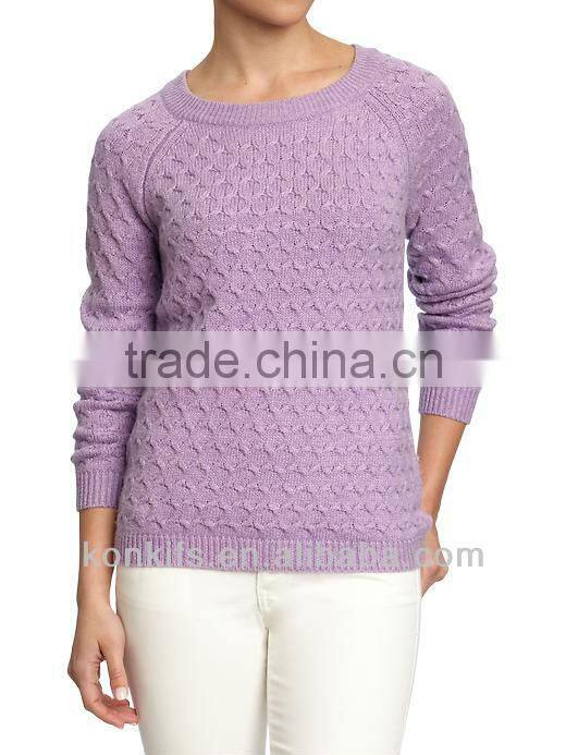 Women's Honeycomb-Knit Crew Sweaters