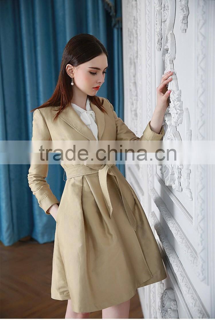 Fashion Ladies Khaki Color windbreaker Wind Coat