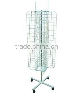 Rotating wire mesh display racks and stands