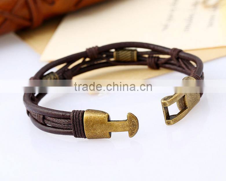 Handmade accessories cow leather unisex fashion braid bracelet