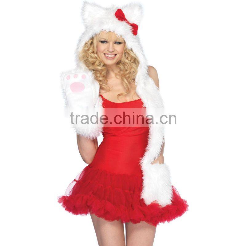 Plush Kitty Hood With Paw Scarf