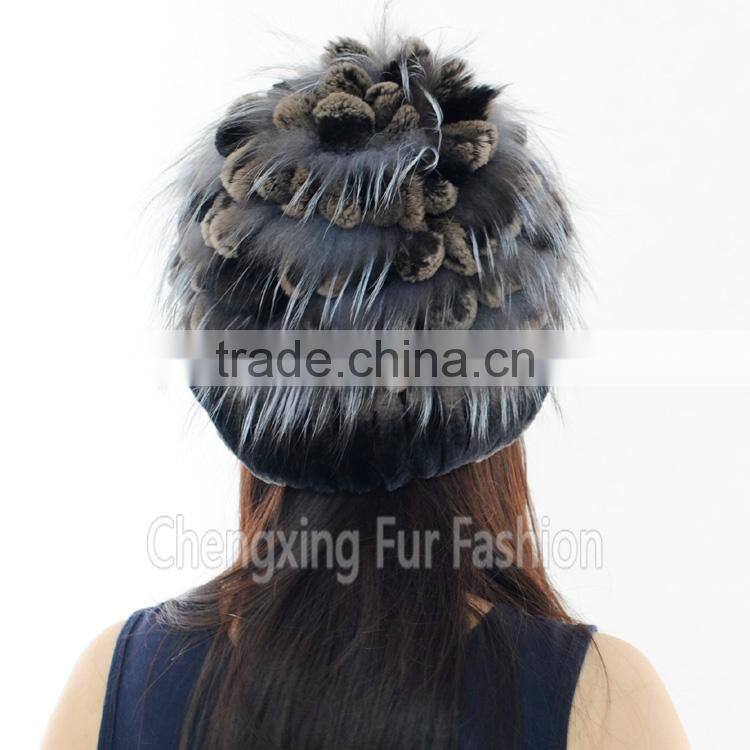 CX-C-135A Women Rex Rabbit Fur Russian Style Winter Cap
