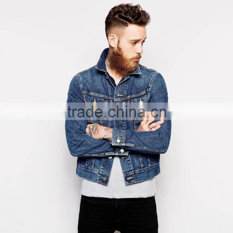 fashion popular denim men's jeans jacket blue street wear