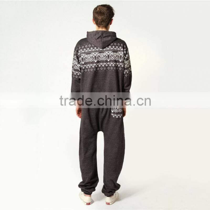 Wholesale high quality hooded pajamas for men adult onesie 100 cotton