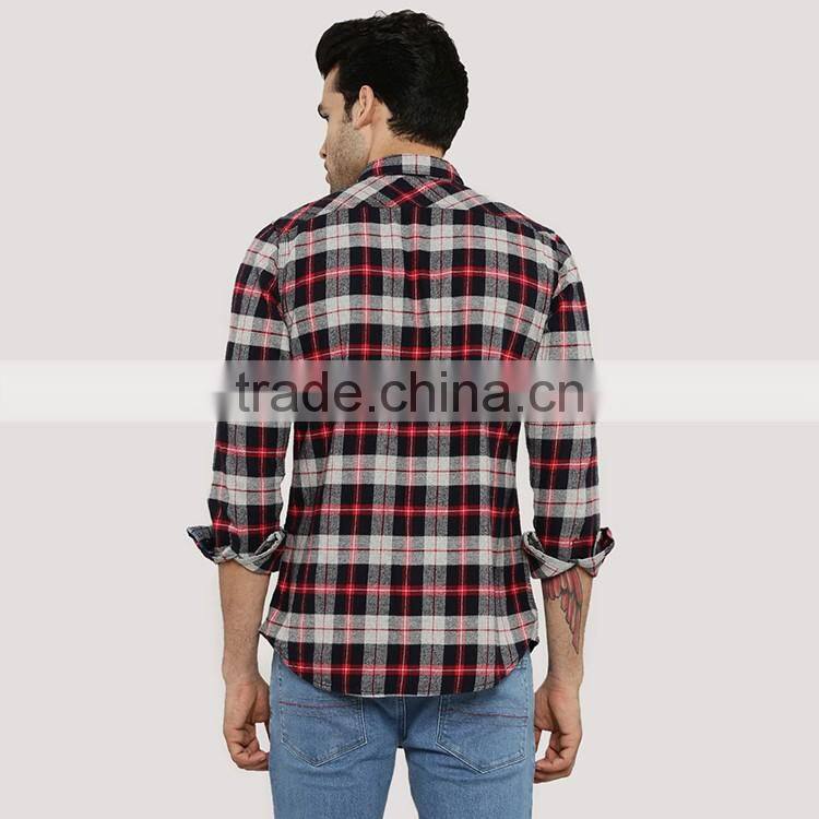 Cheap casual long sleeve washed color changing designer check shirts for men