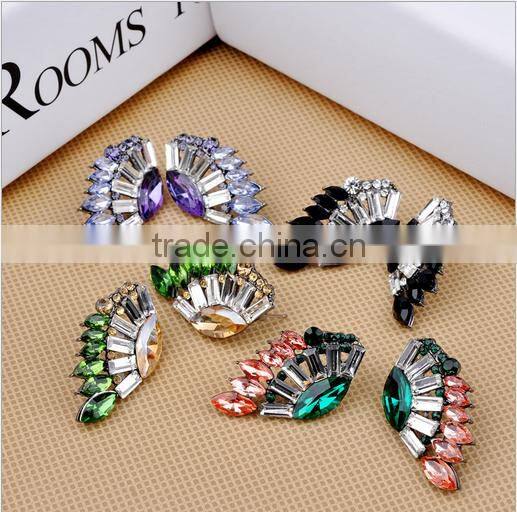 big red semi-precious stone charms stud earrings golden bezel red crystal stud earrings jewelry 2016