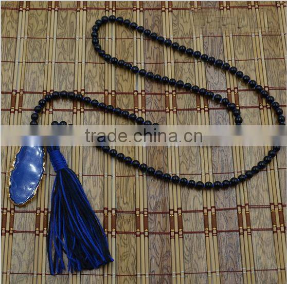 Fashion Long Hand Knotted Druzy Tassel Necklace, Druzy Beaded Neckalce