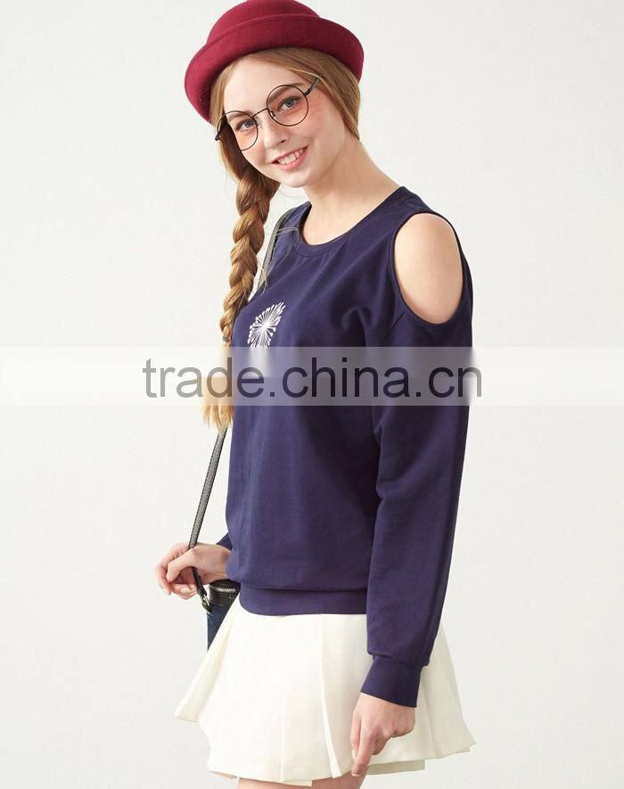 Sexy high quality printing wholesale women off shoulder sweatshirt