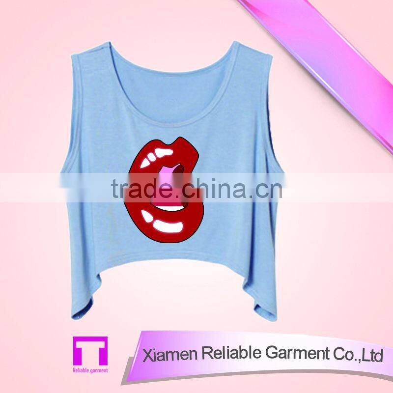 180GSM girls clothing summer modern screen printing tank top wholesale for women