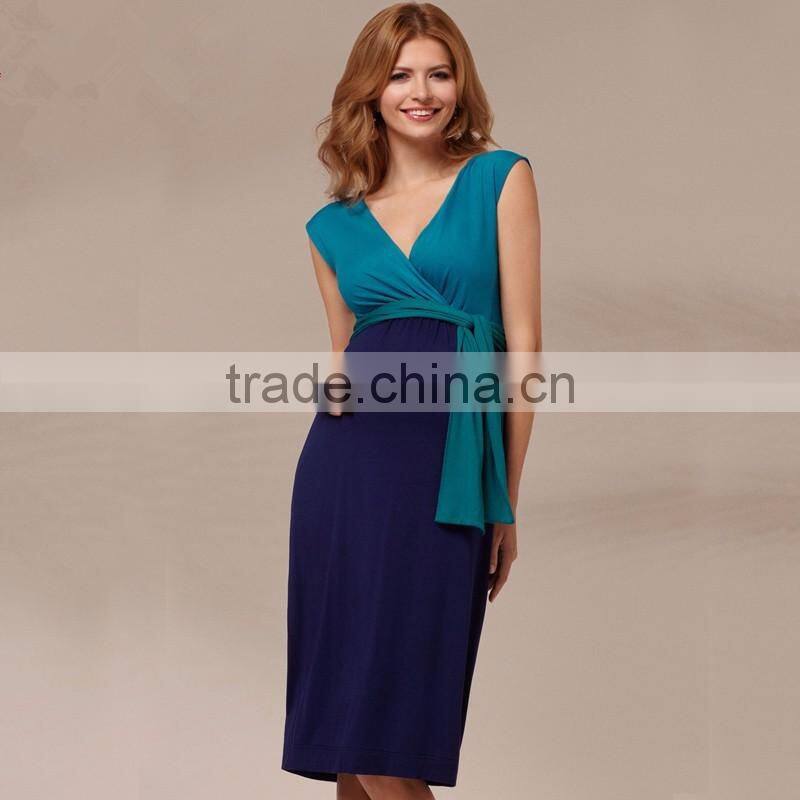 summer blue maternity clothes fashion comfortable maternity dresses for office
