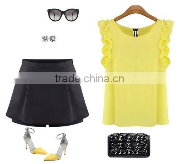 Manufacture Woman Chiffon polyester Blouse shirts Sleeveles Sexy Casual Tops Clothings