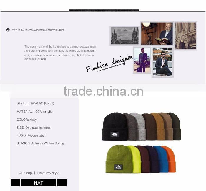snowboard beanie various neon colors custom woven label knitted beanie