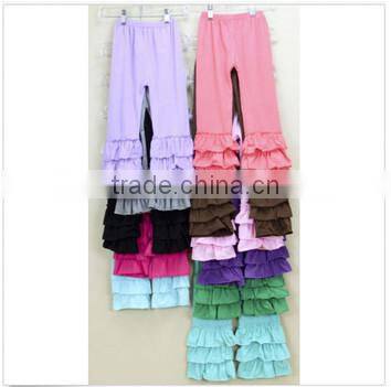 China wholesale girls pants with ruffle new model girls pants with floral printing