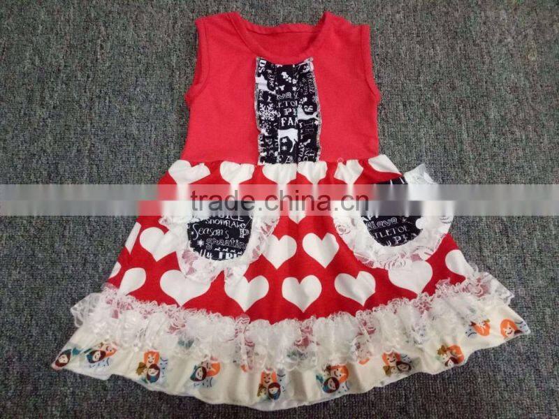 Europe Style Special Design Sleeveless Dress Two Pocket Lace Dress Girl Valentine's Day Wear