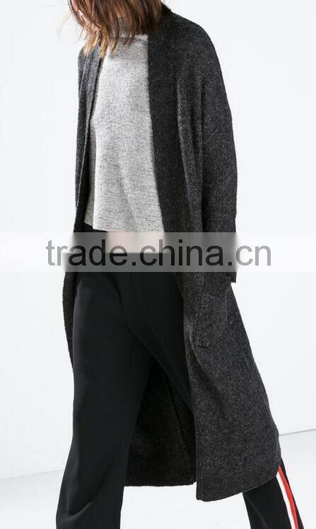 Runwaylover EY0967C Wholesale custom 2016 fashion cashmere wool knitted long sleeve women long sweater cardigan