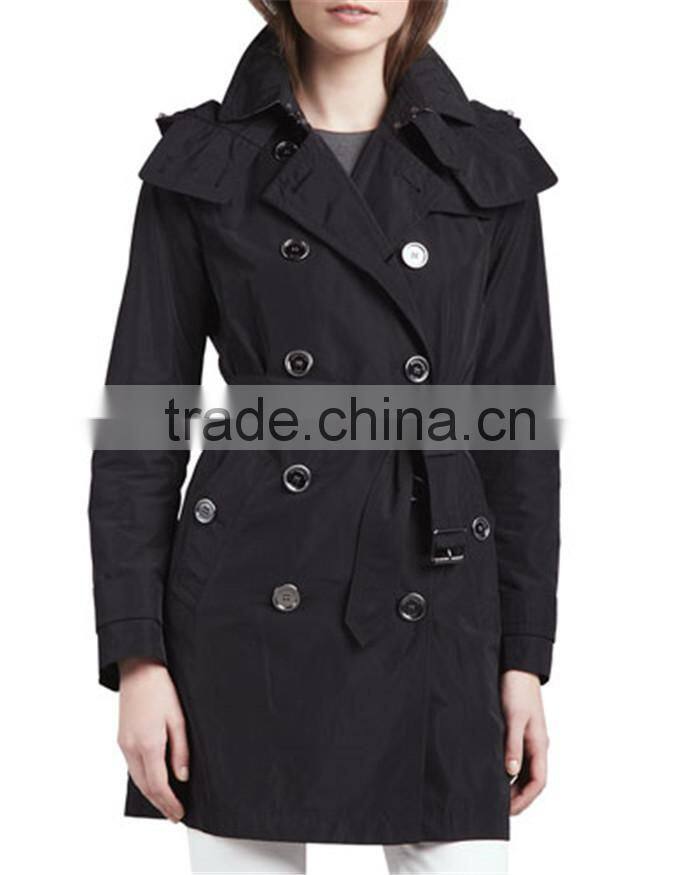 2015 latest trenchcoat black cheap women half coat