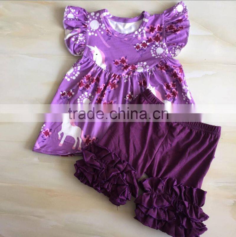 WY-796 Boy Outfit Match Girl Ruffle Shirt Summer Outfit Shorts Set For Babies