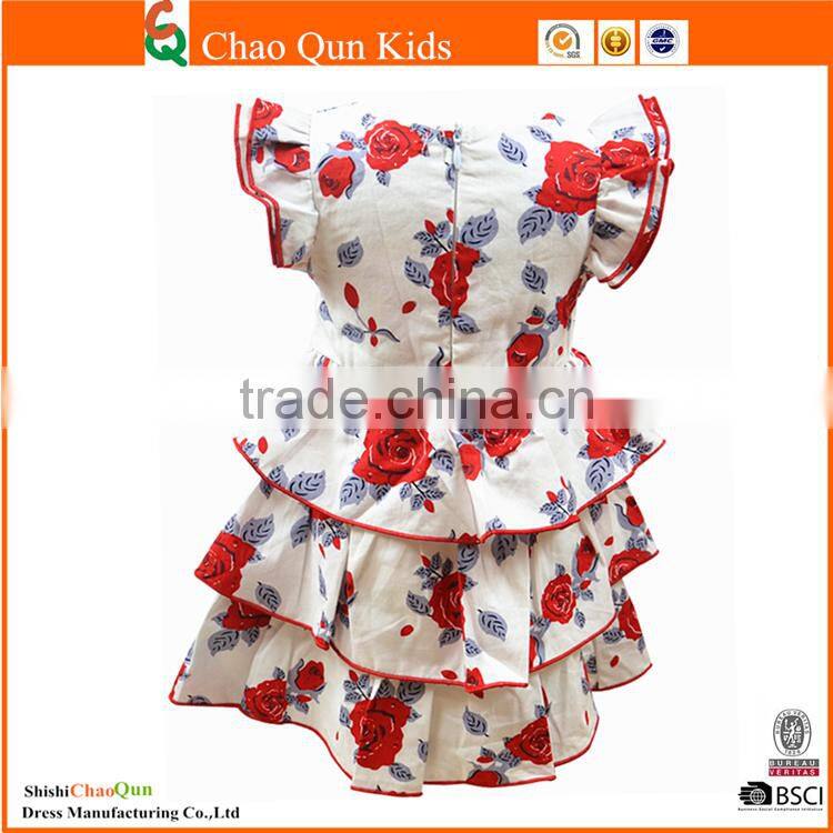 Adorable flower print baby girl's wedding dress with floor length