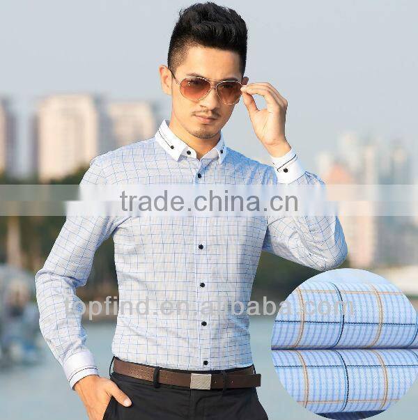 Men Long Sleeve Cotton Plaids Embroidery Shirts