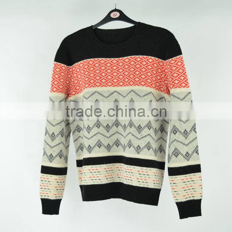 New Custom Design Fancy Color Jacquard Man Pullover Sweater