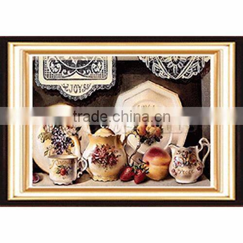 Cotton Embroidery DIY Kit Diamond Painting Rhinestone Multicolor Fruit Plates Pattern 45cm x 35cm 1Set