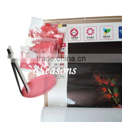 Red Flower Pattern Embroidery Diamond &Rhinestone Painting Wall Hangings Chinese Cross Stitch Set